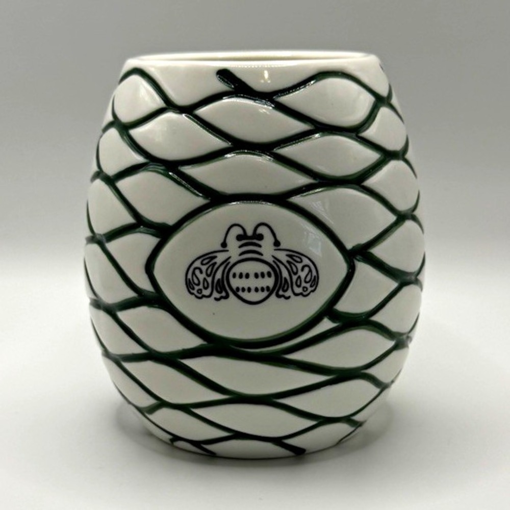 Patrón Tequila Collector Glass White Green Agave Bee Logo Barware